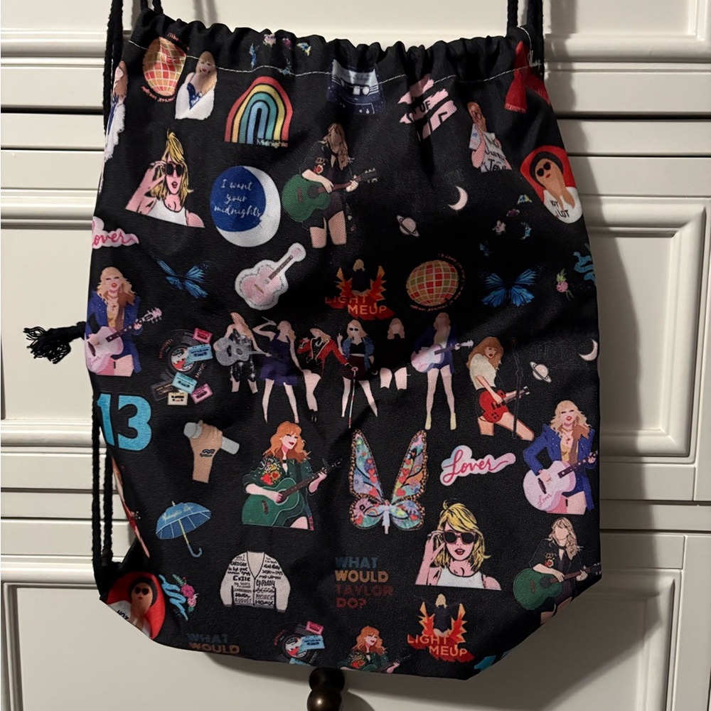 Taylor Swift Colorful Drawstring Backpack with Graphic Print